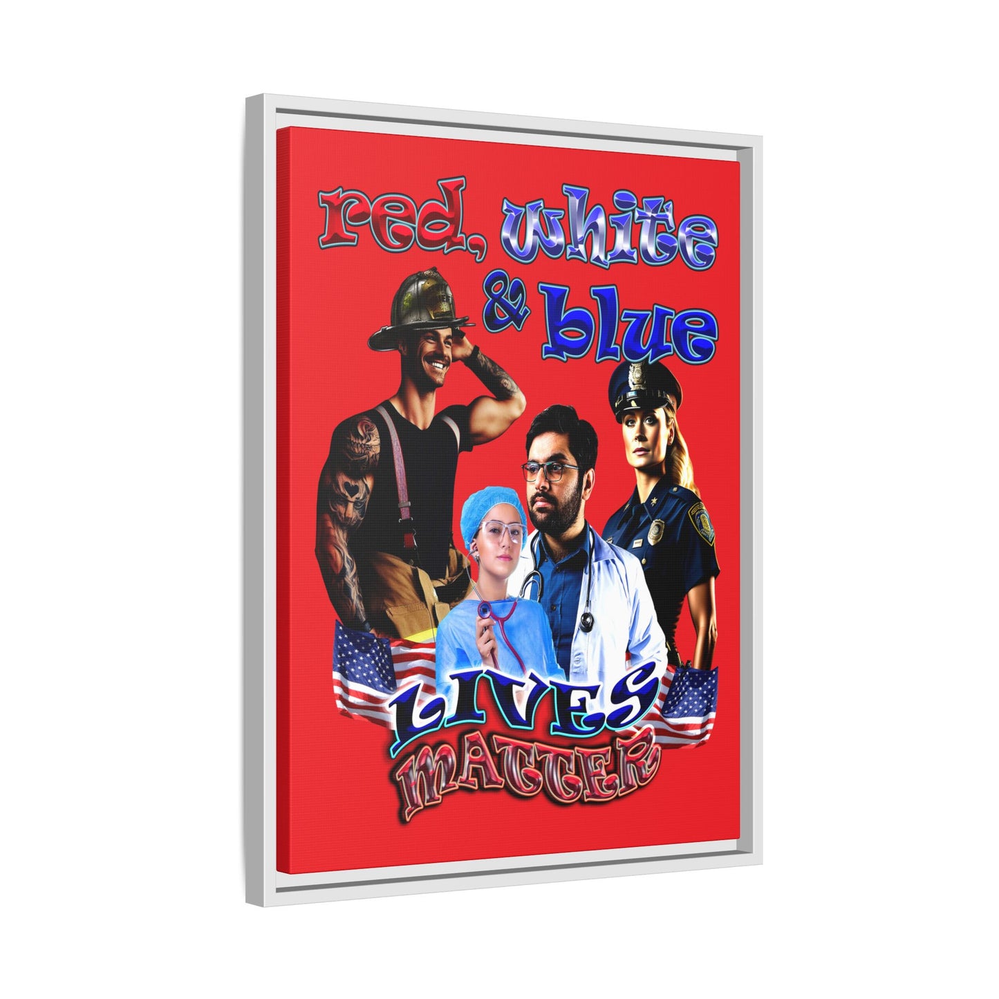 rw&b lives matter - framed canvas art (red)