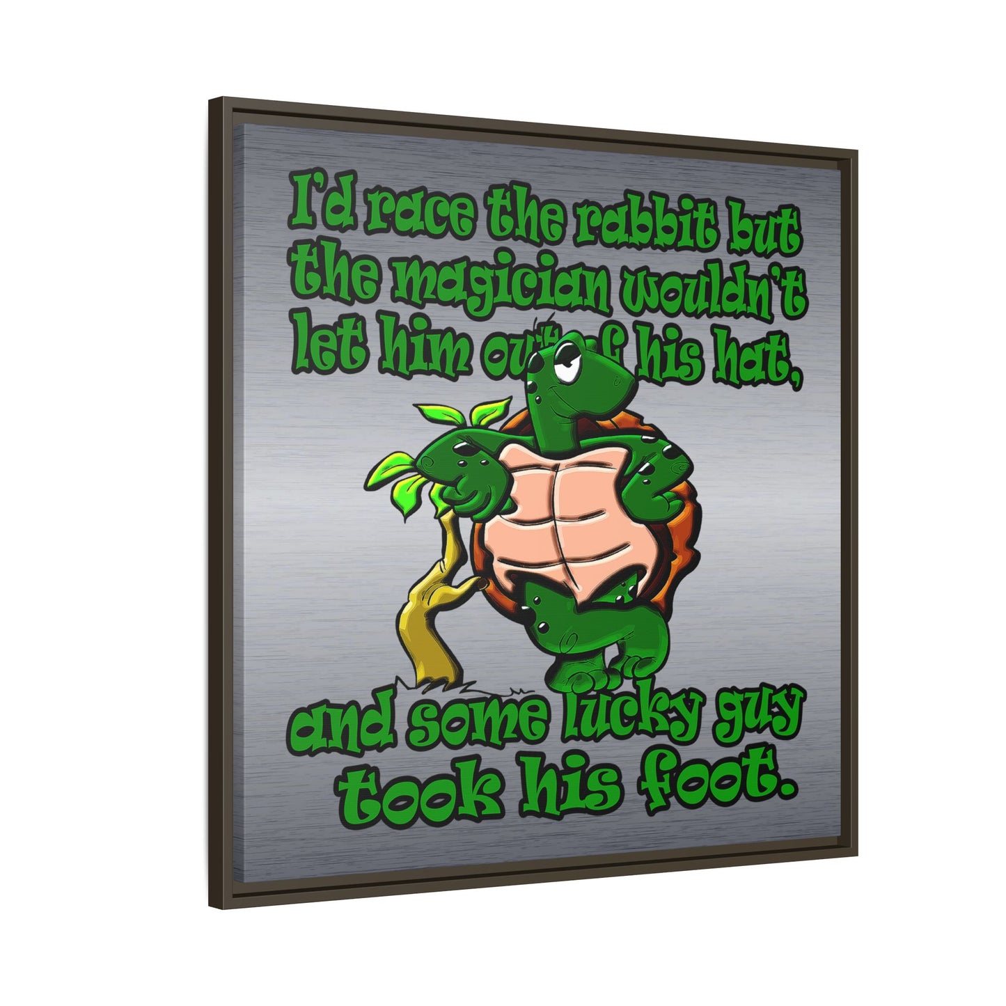turtle race - framed canvas art (brushed nickel)