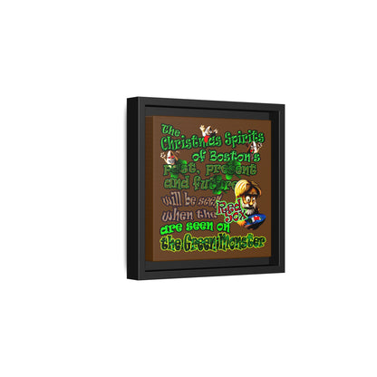 christmas spirits of boston - framed canvas art (brown)