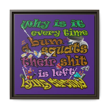 the bum's shit - framed canvas art (purple)