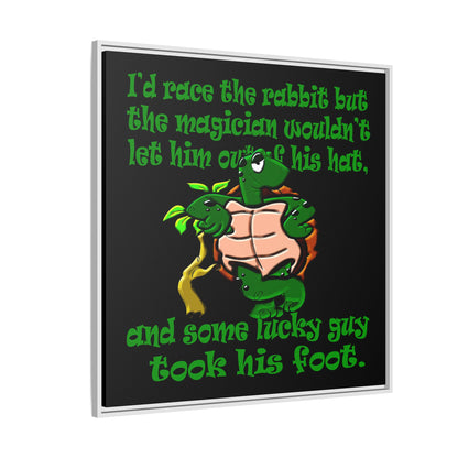 turtle race - framed canvas art (black)