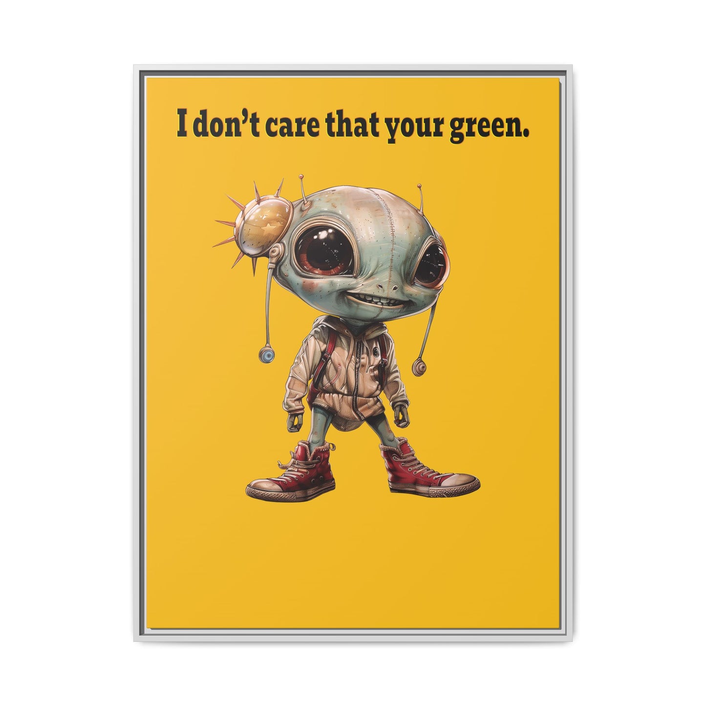 I don't care that your green - framed canvas art (yellow)