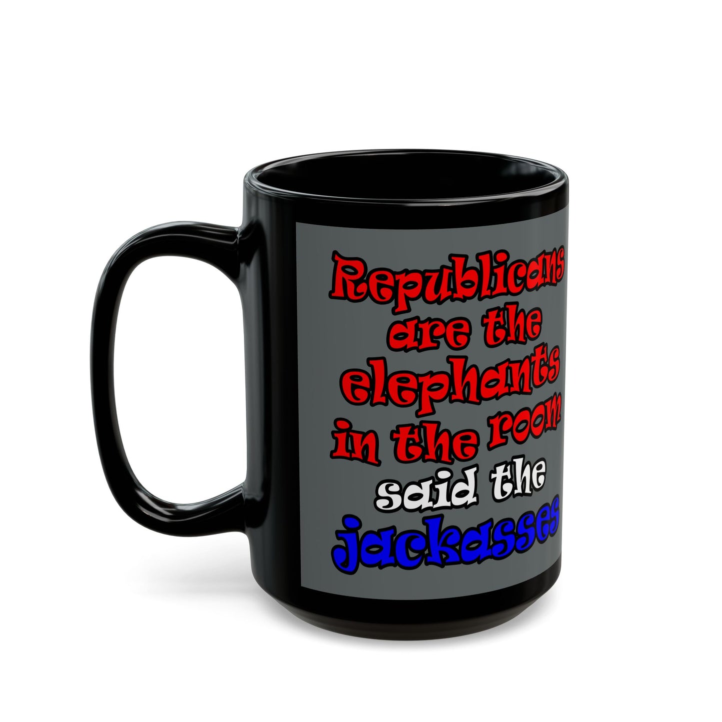 donkeys and elephants - Black Mug (dark grey)