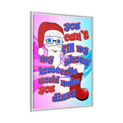 santa's shoes - framed canvas art (light blue-pink wave)