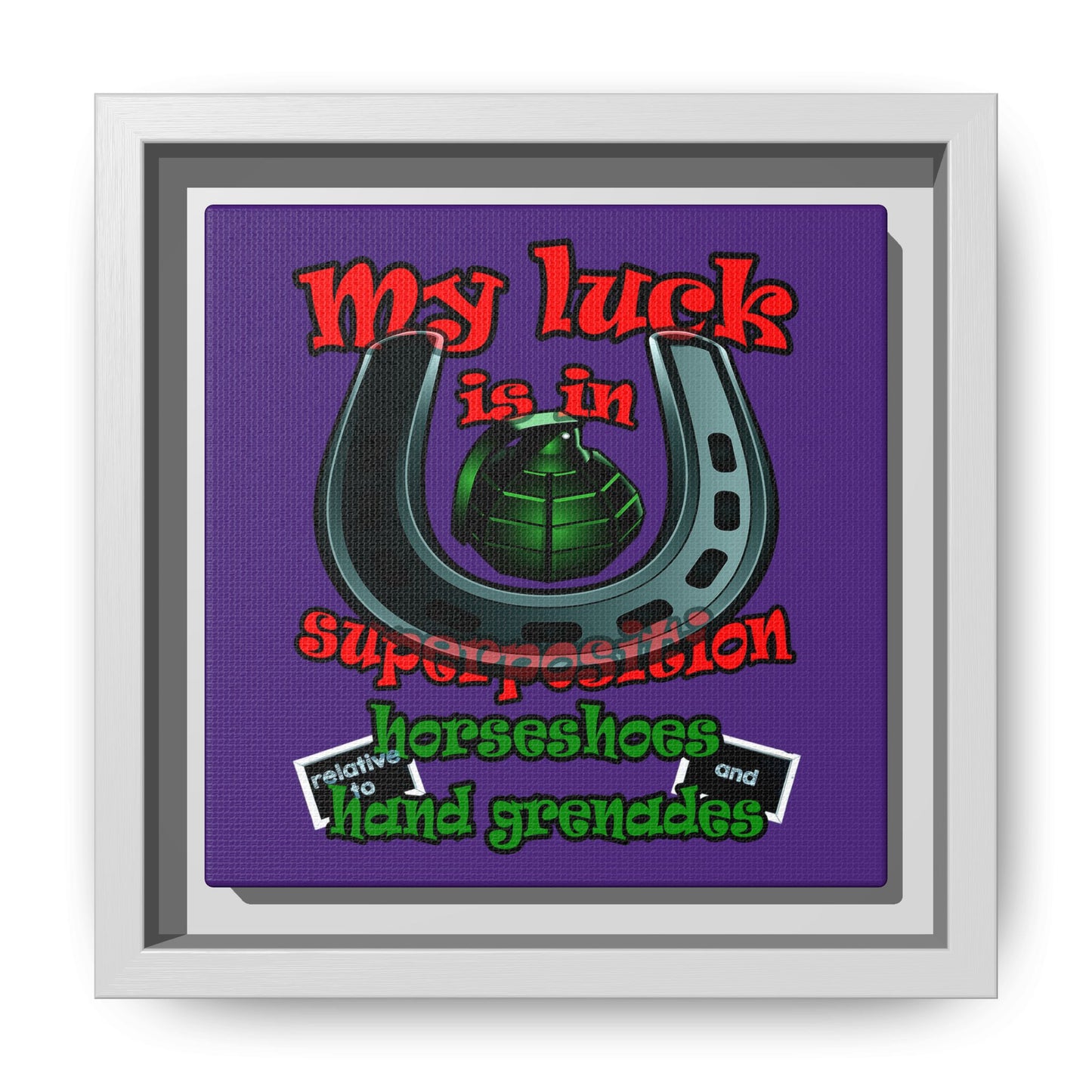 my luck - framed canvas art (purple)