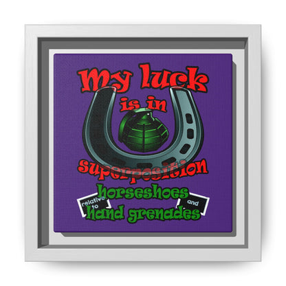 my luck - framed canvas art (purple)