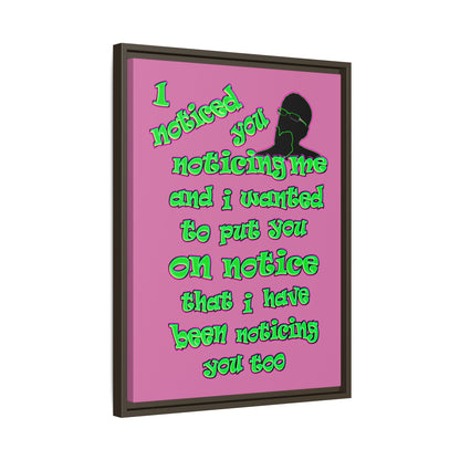 noticed you noticing - framed canvas art (light pink)