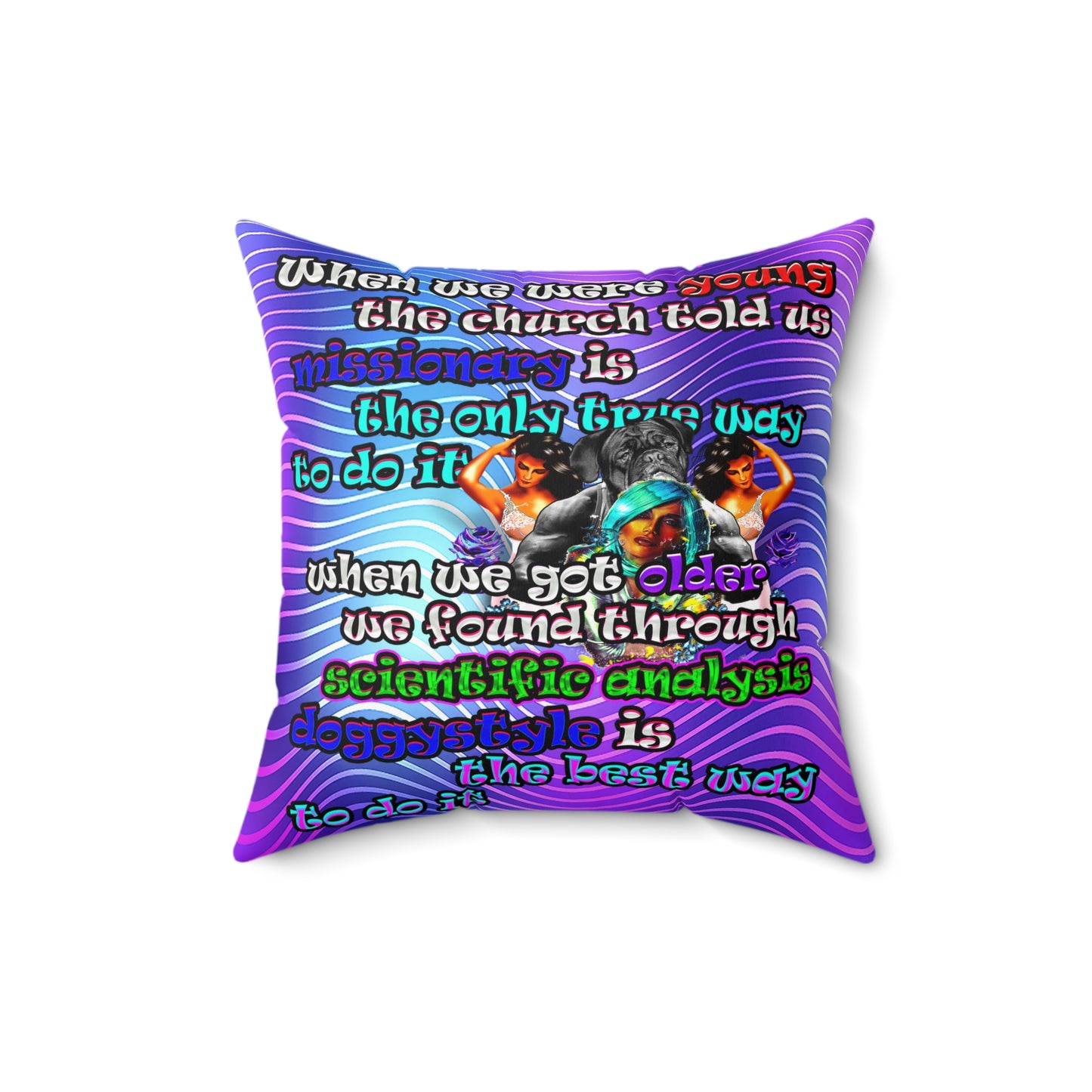 doggystyle - Spun Polyester Square Pillow - (purple wave)