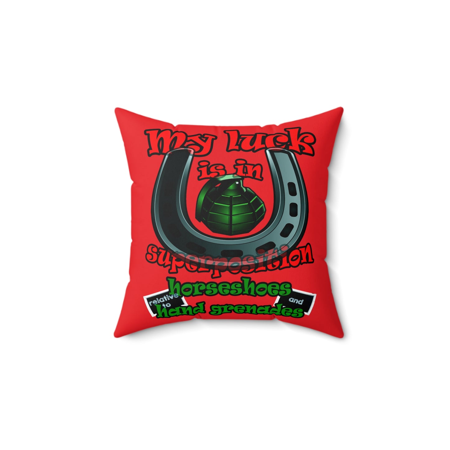 my luck - Spun Polyester Square Pillow - (red)