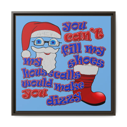 santa's shoes - framed canvas art (light blue)