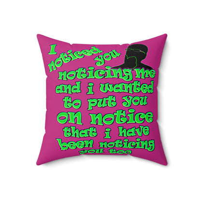 noticed you noticing - Faux Suede Square Pillow - (pink)