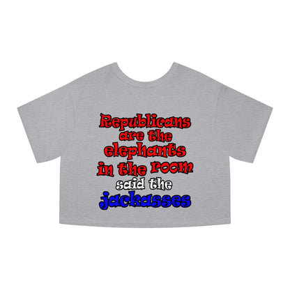donkeys and elephants - Champion Women's Heritage Cropped T-Shirt