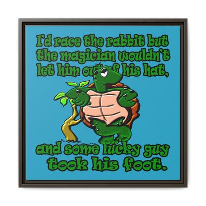 turtle race - framed canvas art (turquoise)