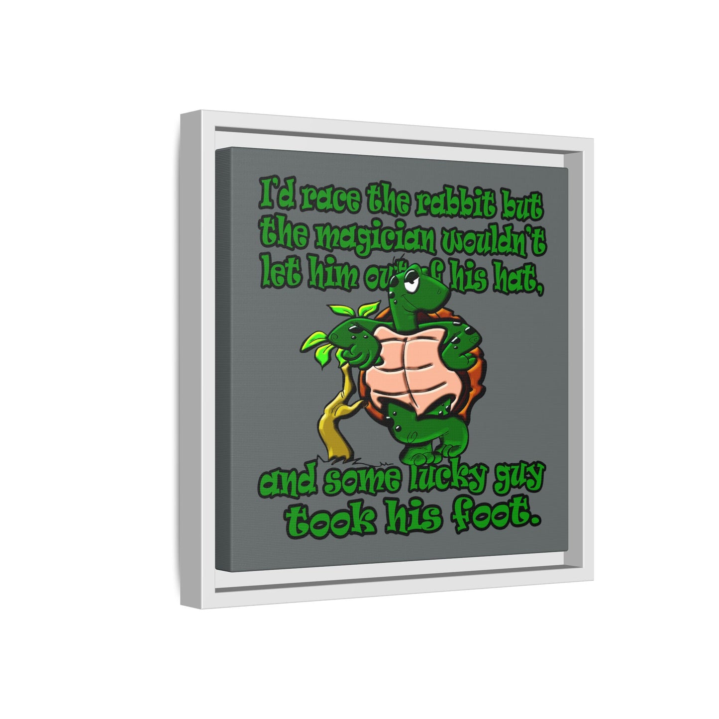 turtle race - framed canvas art (dark grey)