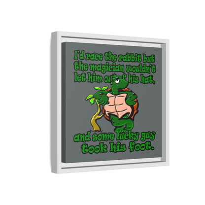 turtle race - framed canvas art (dark grey)