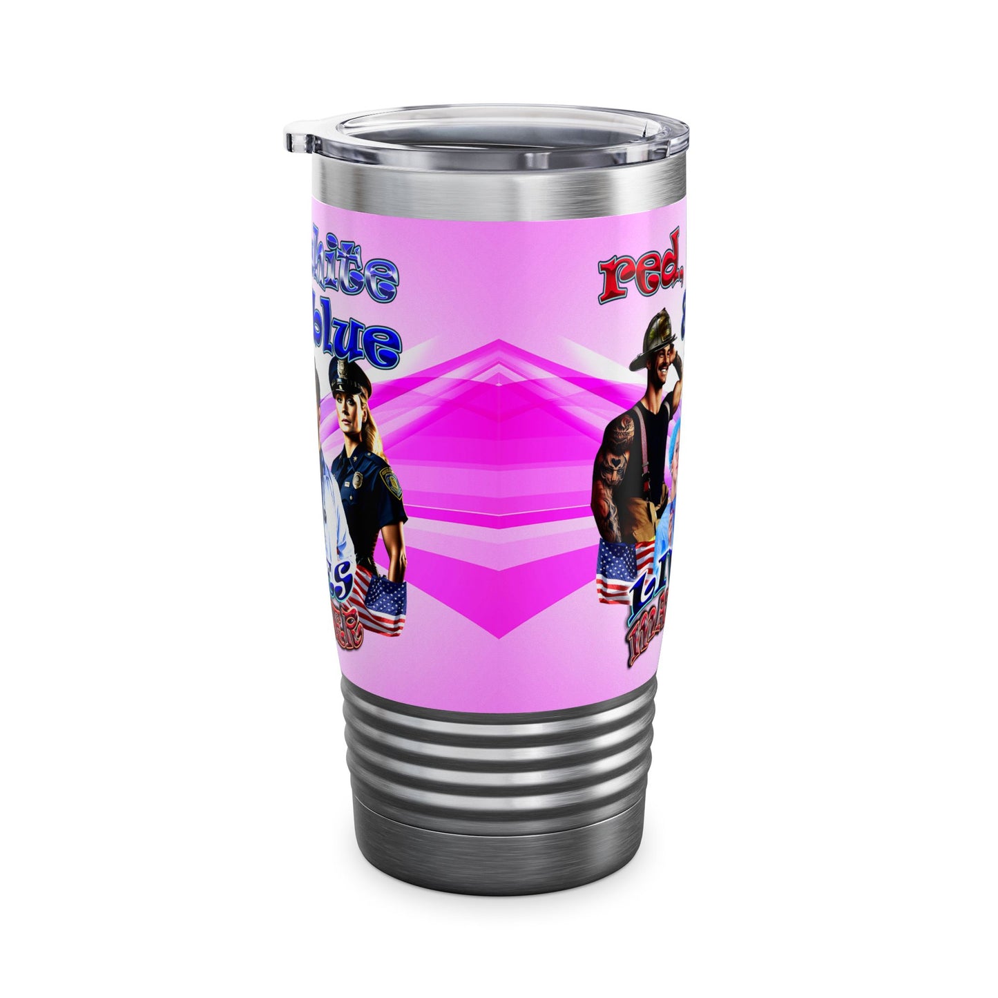rw&b lives matter - Ringneck Tumbler, 20oz (light blue-pink wave)