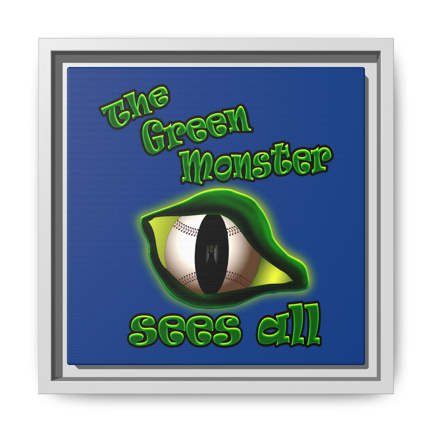 green monster - framed canvas art (dark blue)