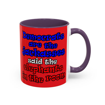 donkeys and elephants - Accent Mug (red)