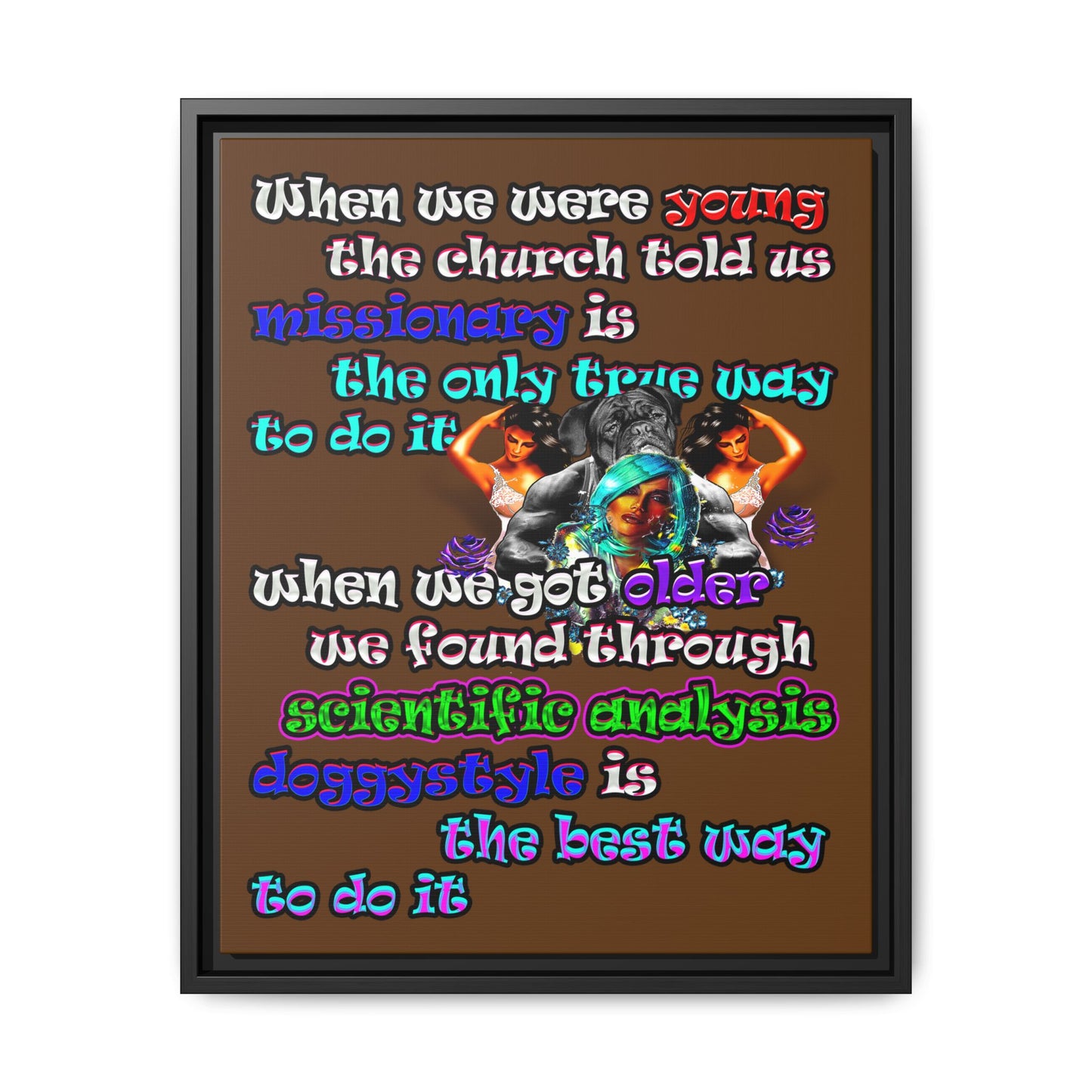 doggystyle - framed canvas art (brown)