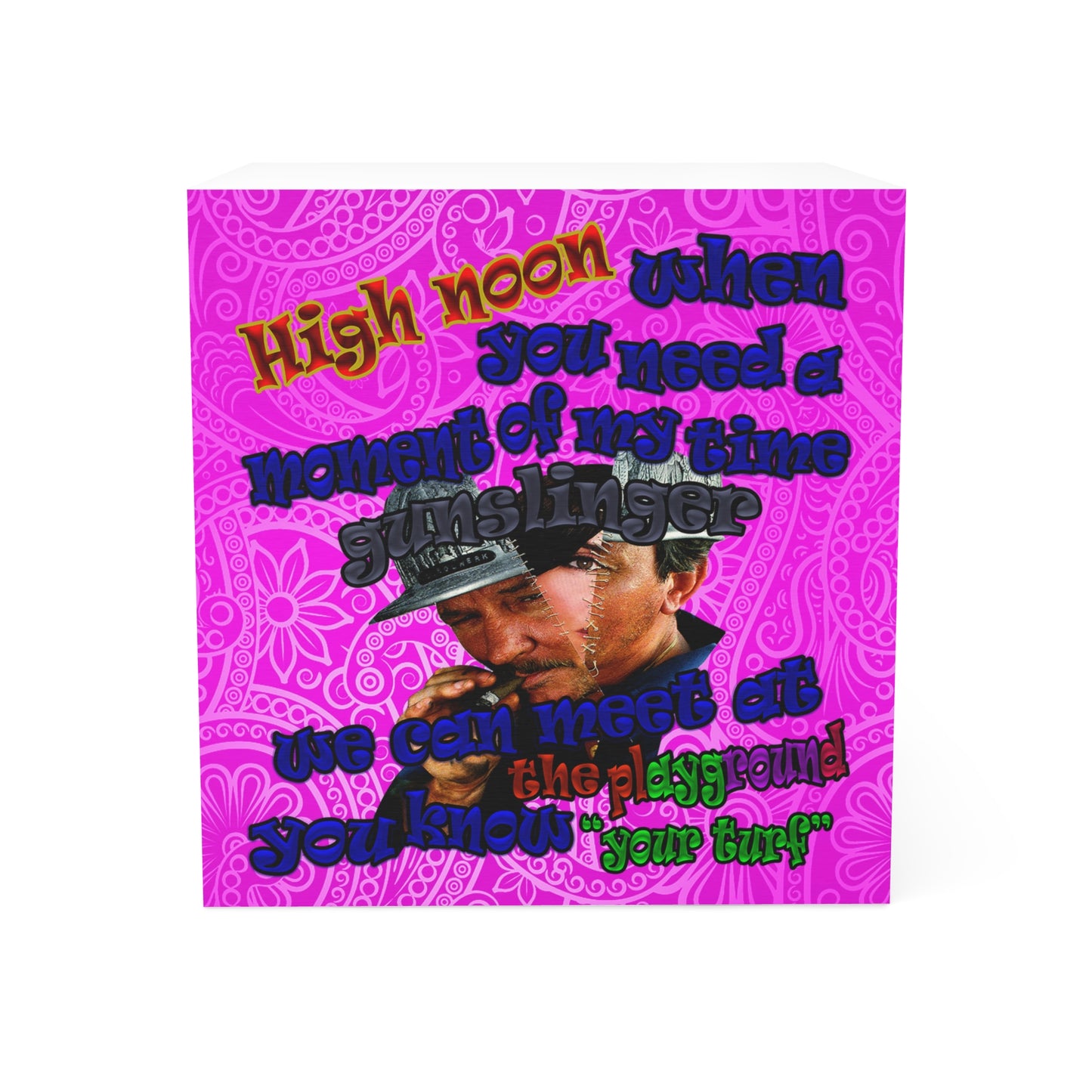 high noon - note cube (pink swirl)