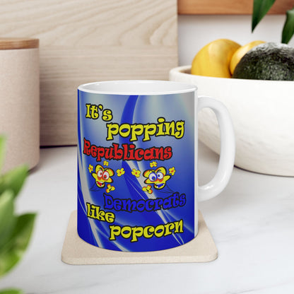 popping like popcorn - White Mug (blue-white wave)