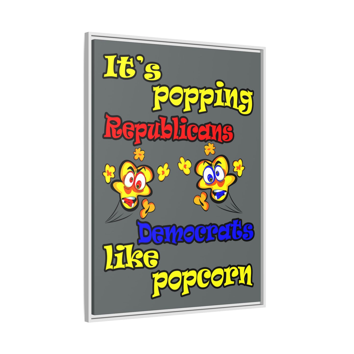 popping like popcorn - framed canvas art (dark grey)