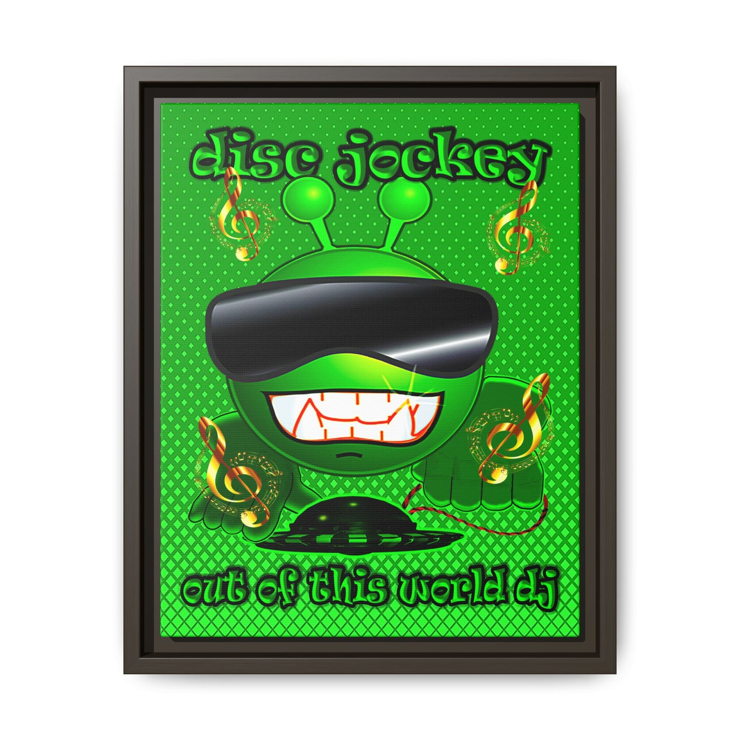 disc jockey - framed canvas art (logo green)