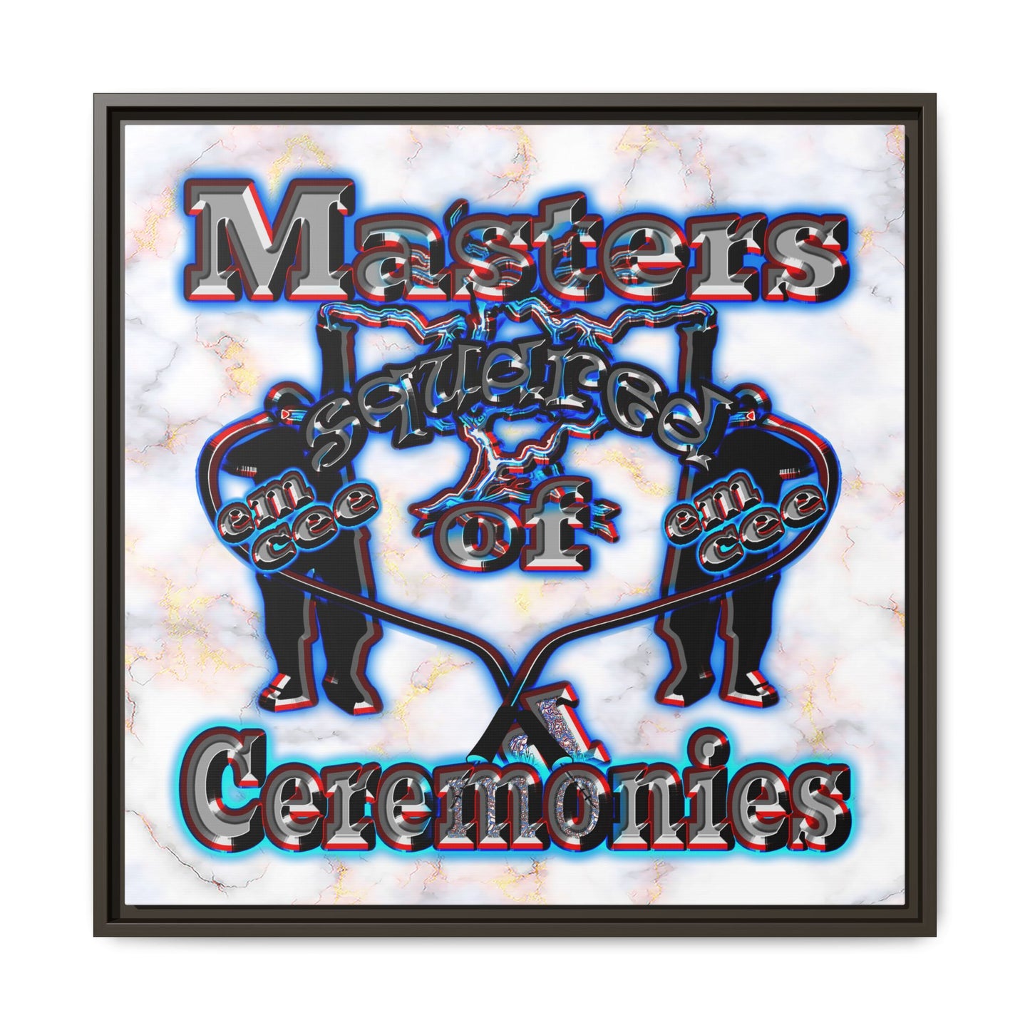 em cee squared - framed canvas art (white marble)