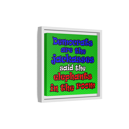 donkeys and elephants - framed canvas art (logo green)