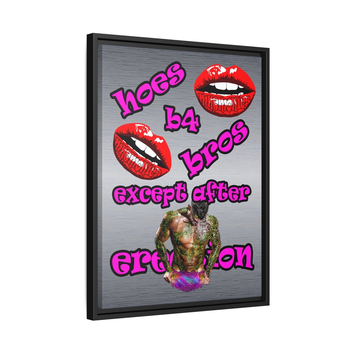 hoes b4 bros - framed canvas art (brushed nickel)