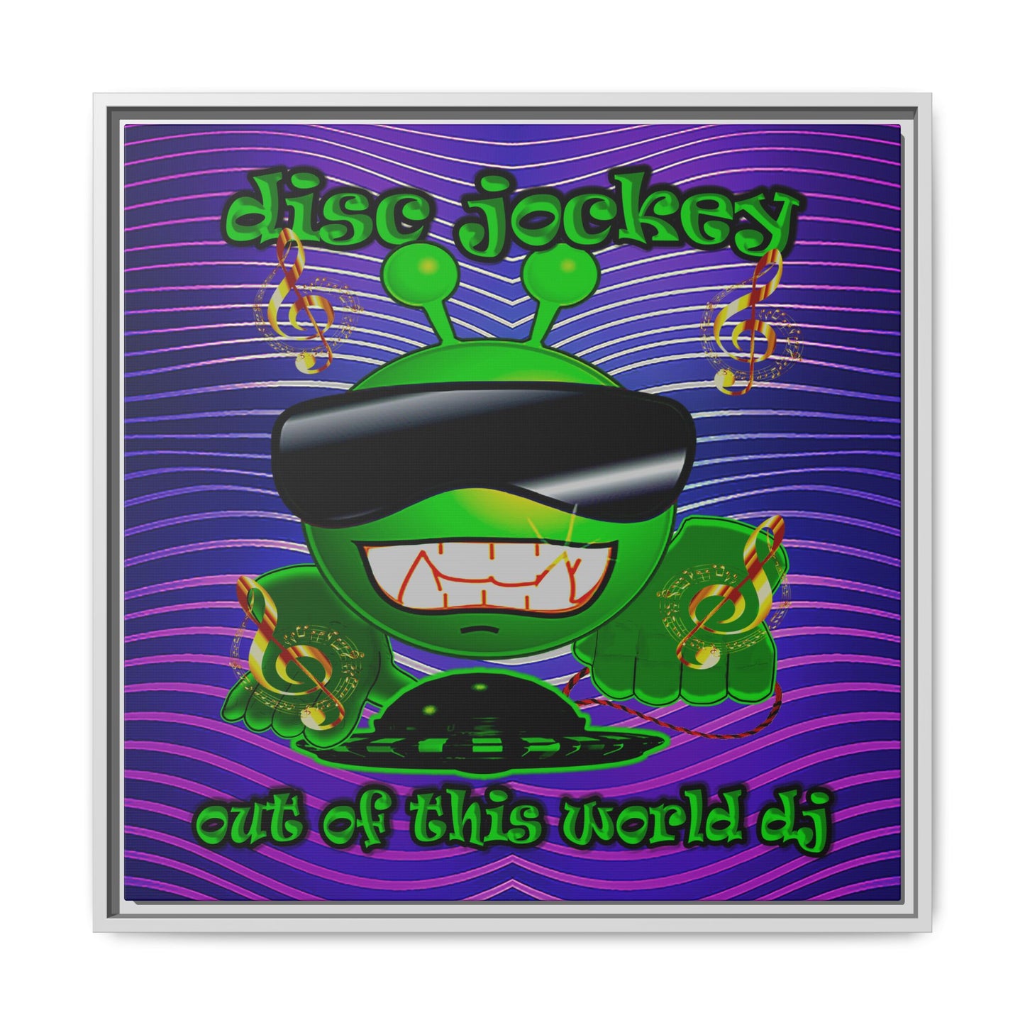 disc jockey - framed canvas art (purple wave)