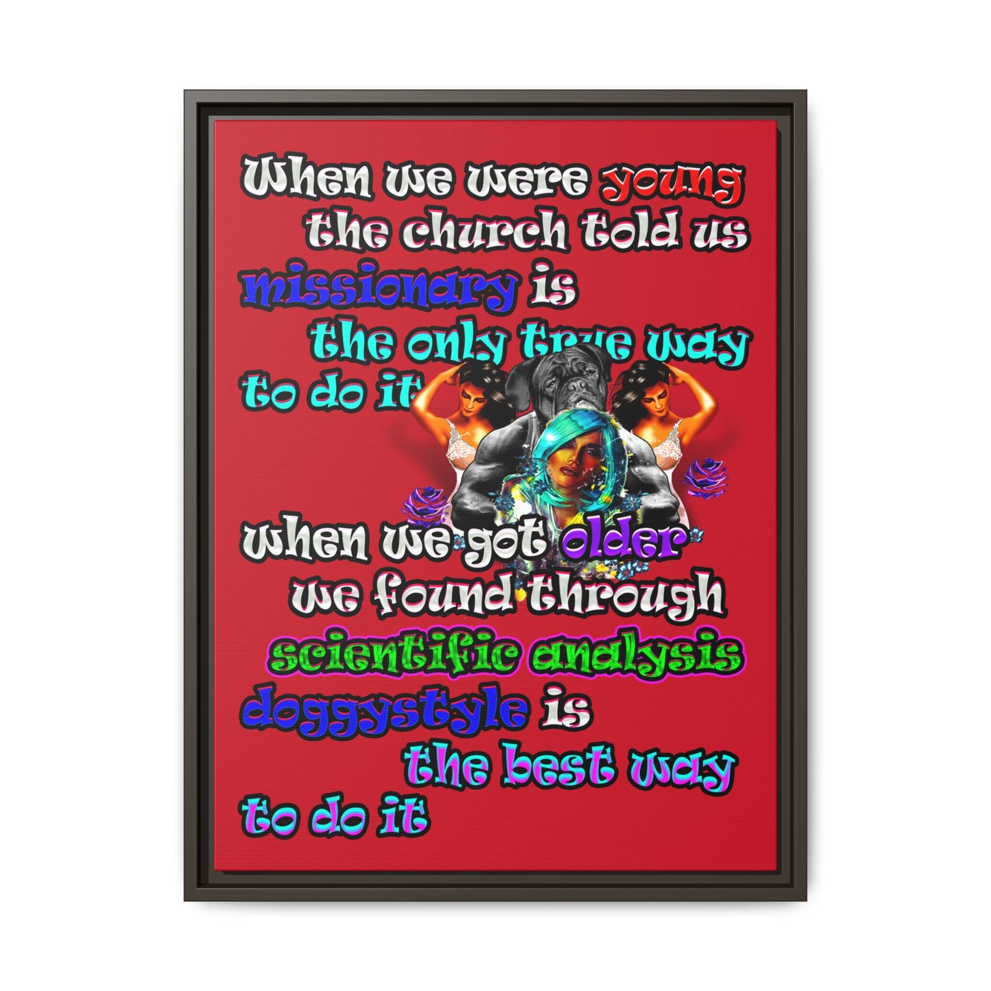 doggystyle - framed canvas art (dark red)