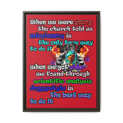 doggystyle - framed canvas art (dark red)