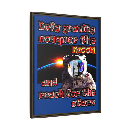 defy conquer reach - framed canvas art (dark blue)