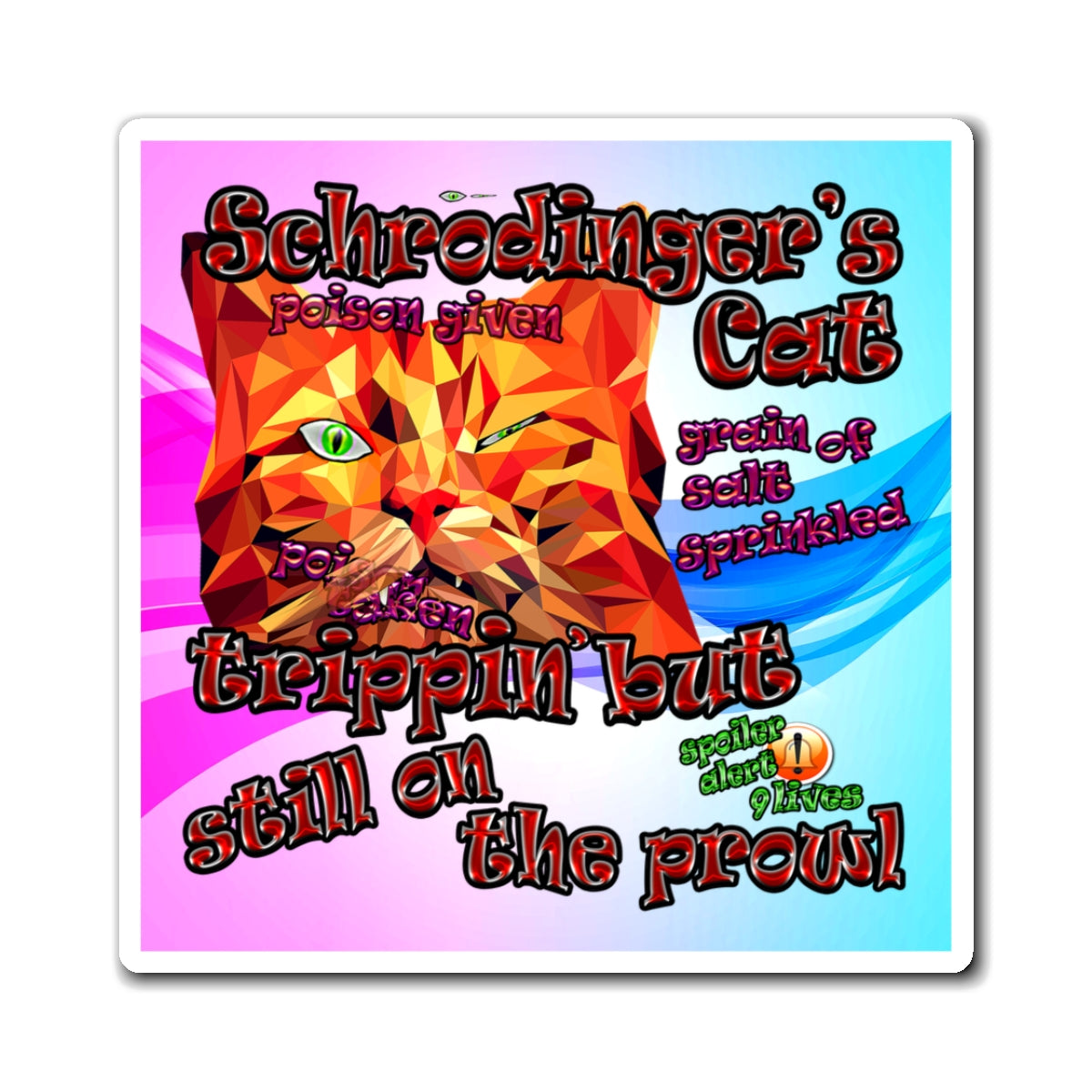 schrodinger's cat - Magnets - (light blue-pink wave)