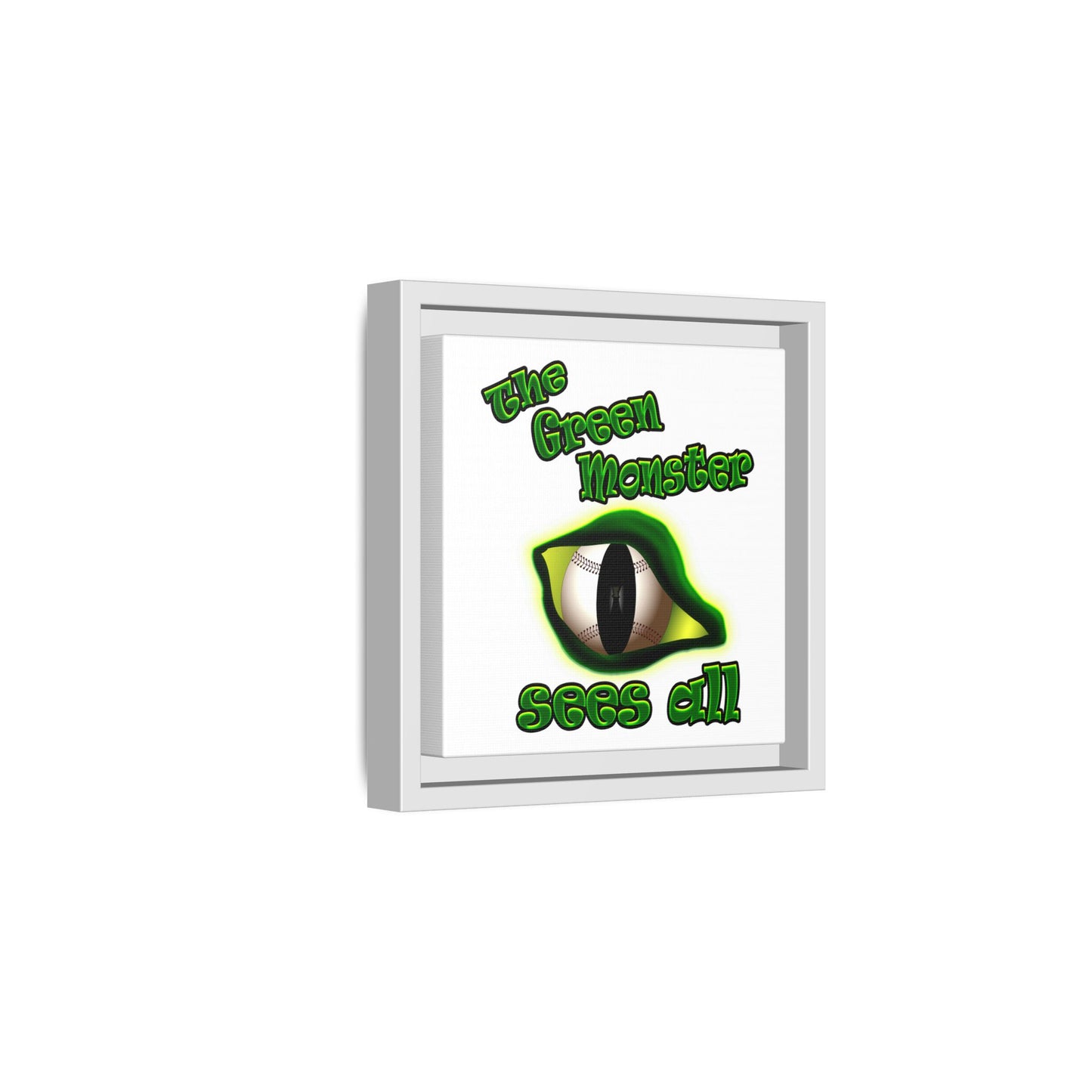 green monster - framed canvas art (white)