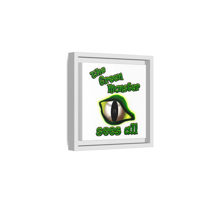 green monster - framed canvas art (white)