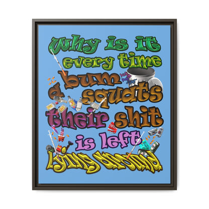 the bum's shit - framed canvas art (light blue)