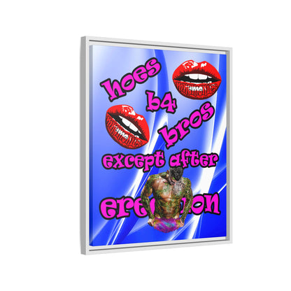 hoes b4 bros - framed canvas art (blue-white wave)