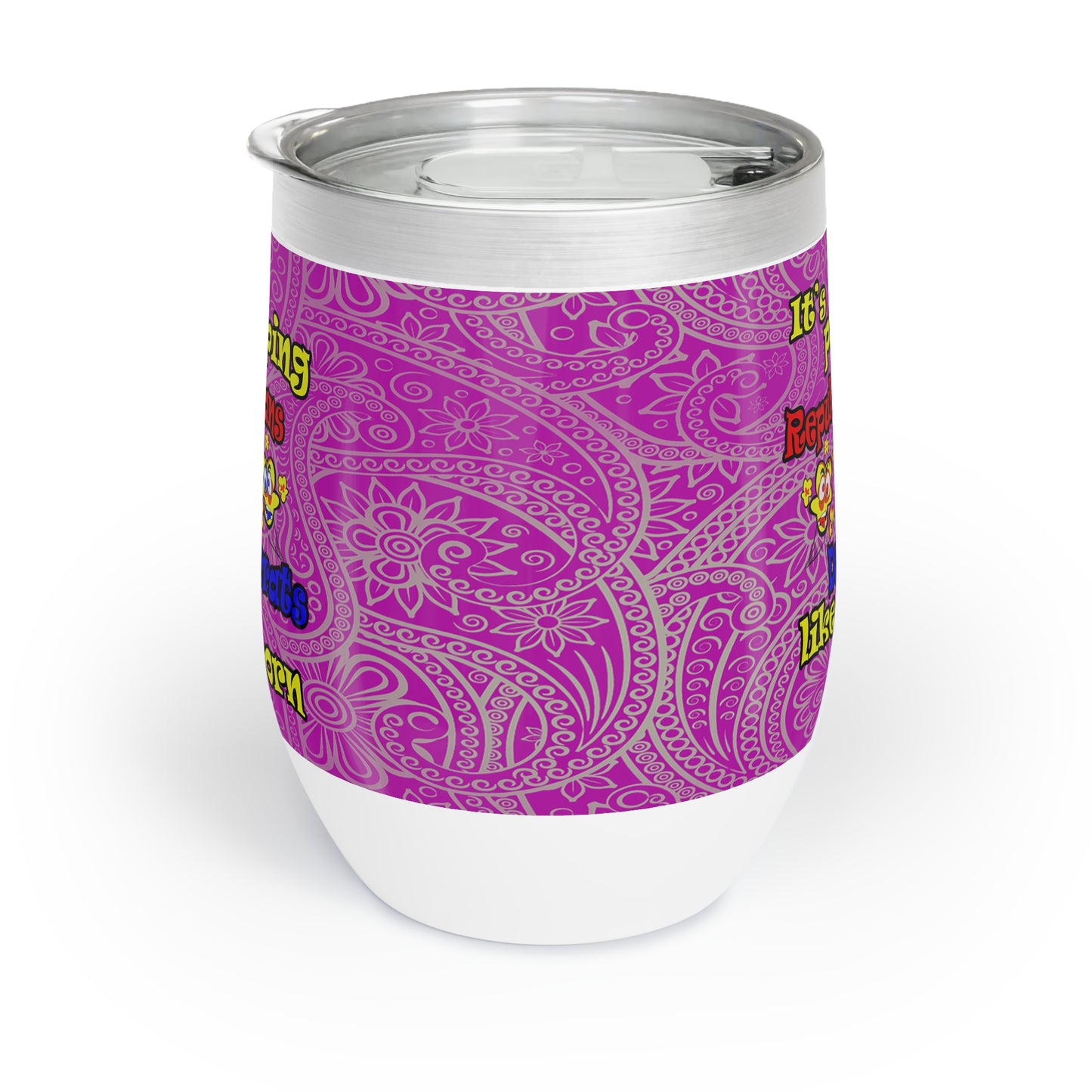 popping like popcorn - Chill Wine Tumbler (pink swirl)
