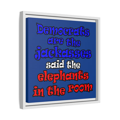 donkeys and elephants - framed canvas art (dark blue)