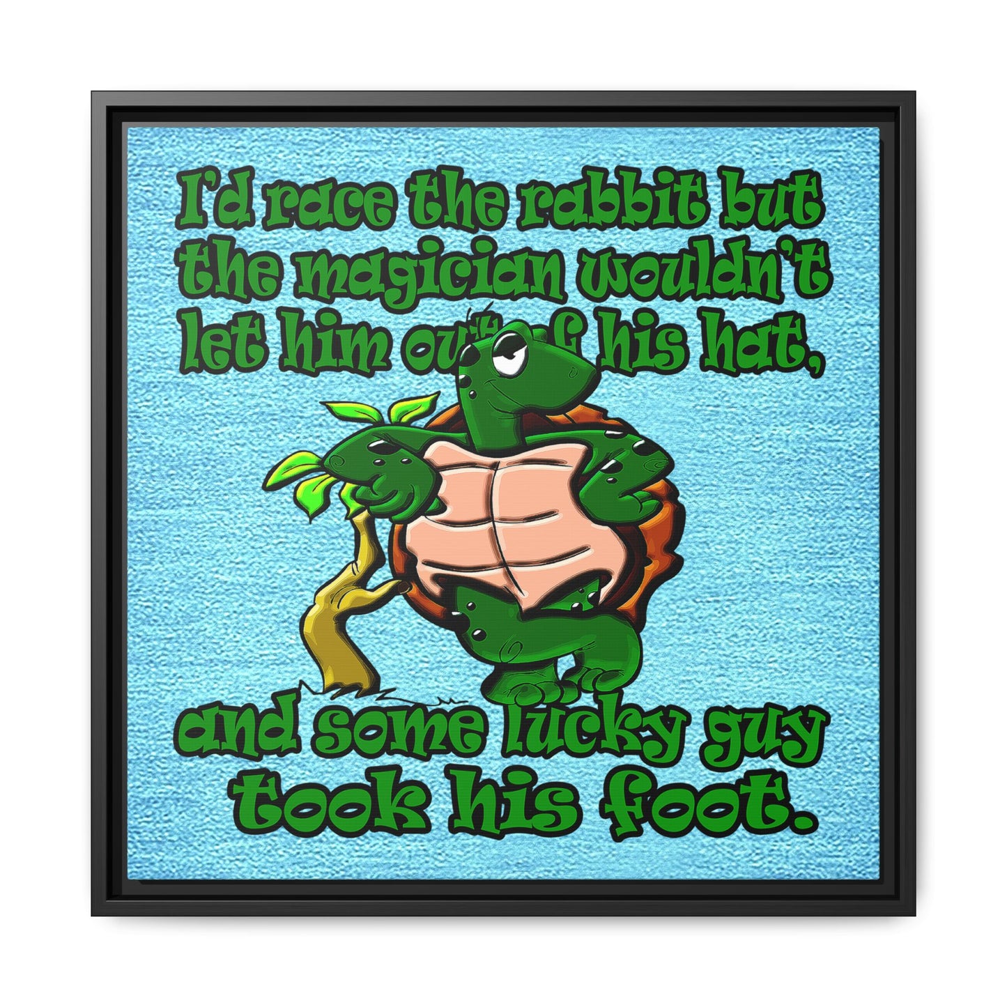 turtle race - framed canvas art (faded blue)