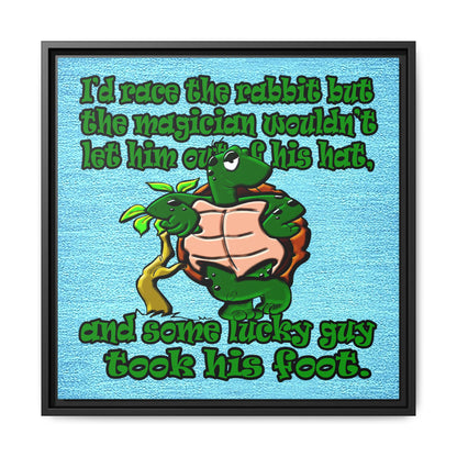 turtle race - framed canvas art (faded blue)
