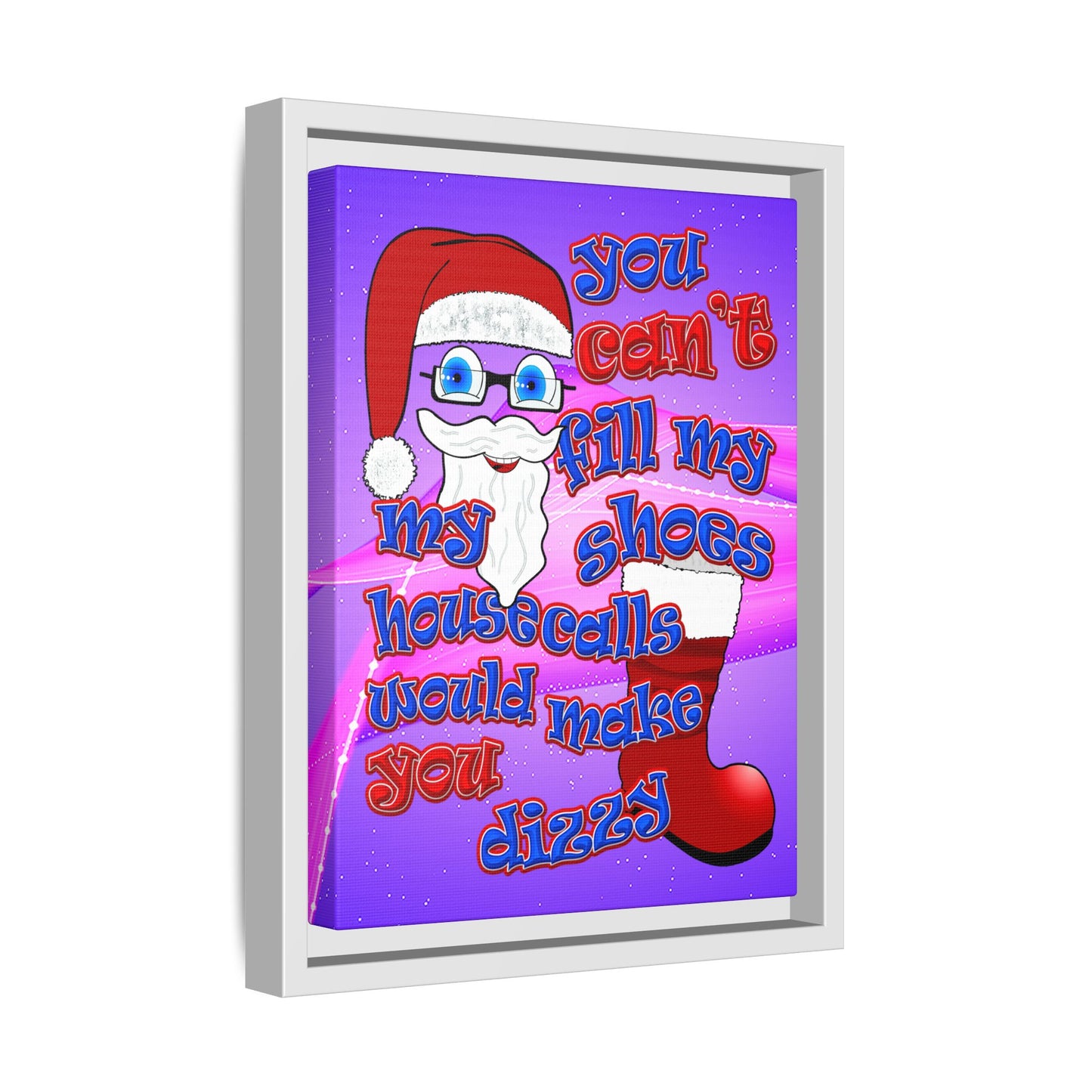 santa's shoes - framed canvas art (purple-pink wave)
