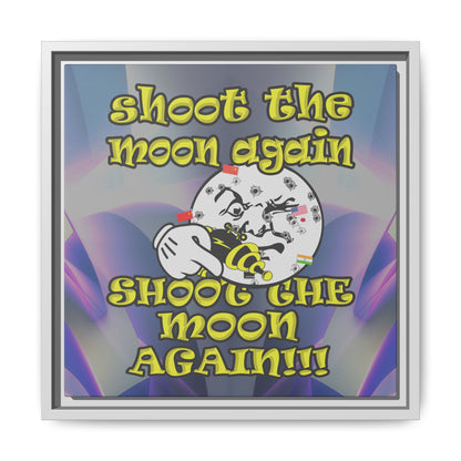 shoot the moon again - framed canvas art (grey-pink wave)