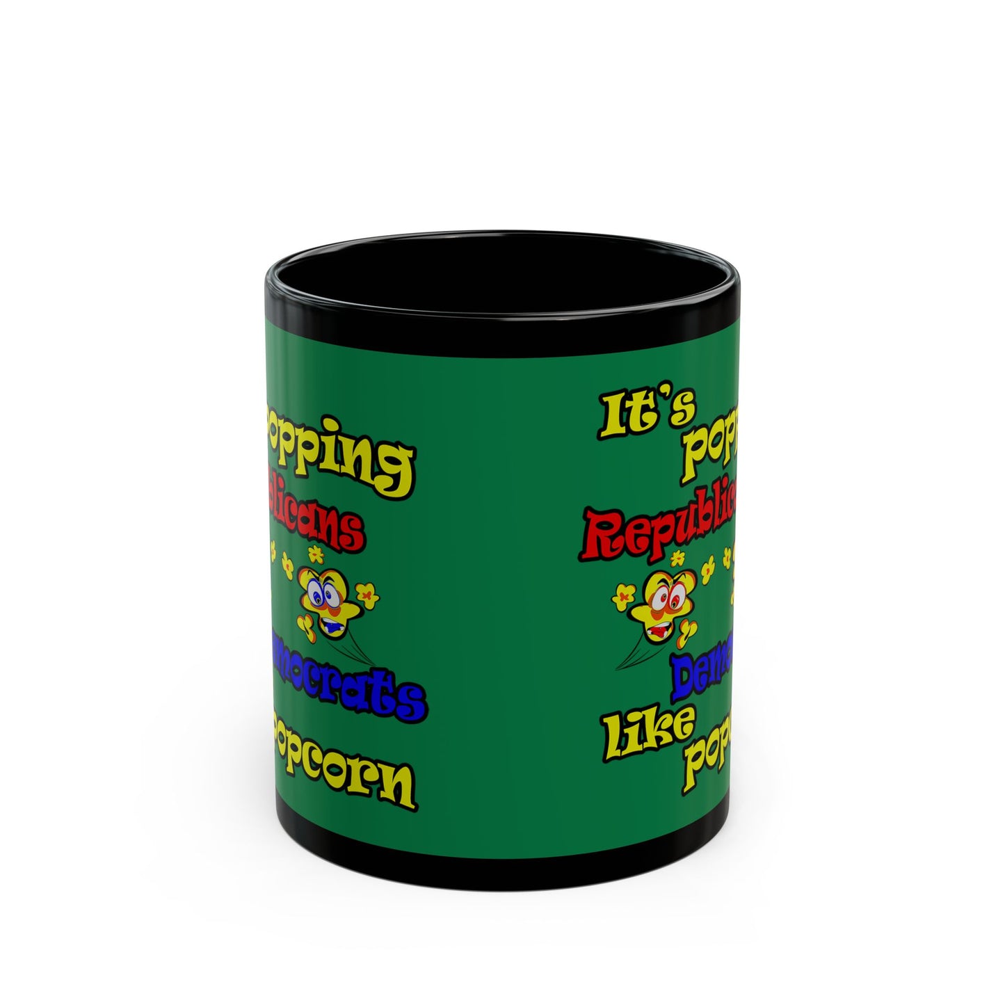 popping like popcorn - Black Mug (dark green)