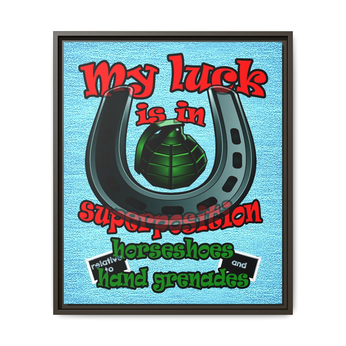 my luck - framed canvas art (faded blue)