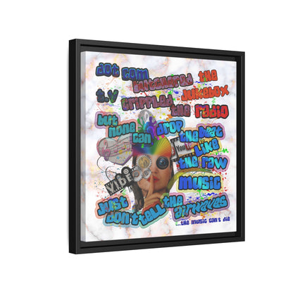 drop the beat - framed canvas art (white marble)