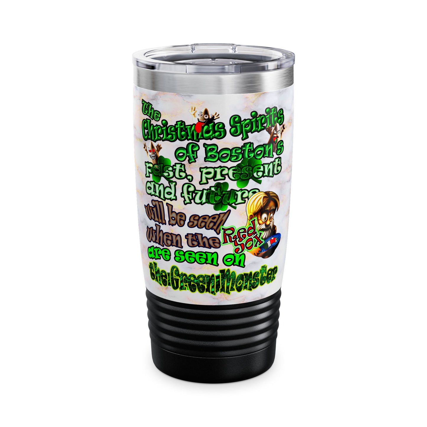 christmas spirits of boston - Ringneck Tumbler, 20oz (white marble)