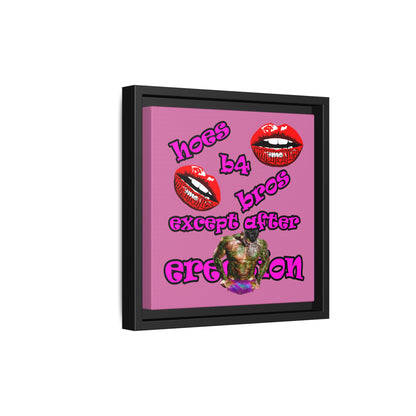 hoes b4 bros - framed canvas art (light pink)